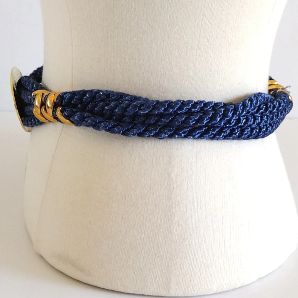 Vintage SITI Belt Enamel Buckle Braided Stretch Rope Belt